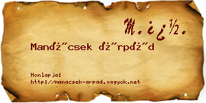Manácsek Árpád névjegykártya